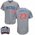 Men's Majestic Chicago Cubs #23 Ryne Sandberg Grey 2016 World Series Bound Flexbase Authentic Collection MLB Jersey