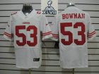2013 Super Bowl XLVII NEW San Francisco 49ers 53 Navorro Bowman White Jerseys (Elite)