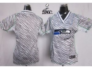 2015 Super Bowl XLIX Nike Women Seattle Seahawks Blank FEM FAN Zebra Jerseys