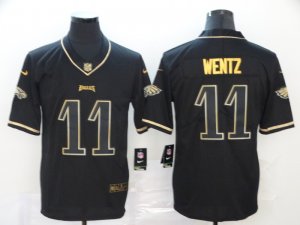 Nike Eagles #11 Carson Wentz Black Gold Throwback Vapor Untouchable Limited