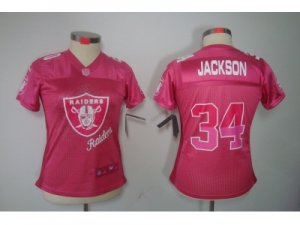 Nike Women NFL Oakland Raiders #34 Bo Jackson pink jerseys(2012 Fem Fan]