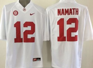 NCAA Alabama Crimson Tide #12 Namath white jerseys