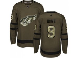 Youth Adidas Detroit Red Wings #9 Gordie Howe Green Salute to Service Stitched NHL Jersey