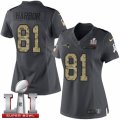 Womens Nike New England Patriots #81 Clay Harbor Limited Black 2016 Salute to Service Super Bowl LI 51 NFL Jersey