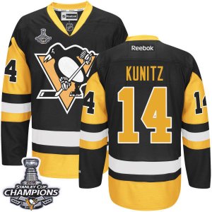 Mens Reebok Pittsburgh Penguins #14 Chris Kunitz Premier Black Gold Third 2016 Stanley Cup Champions NHL Jersey