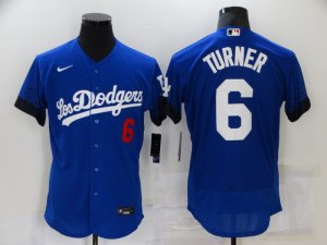 Dodgers #6 Trea Turner Royal 2021 City Connect Flexbase Jersey