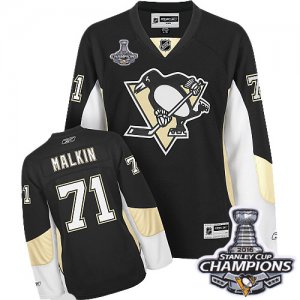 Womens Reebok Pittsburgh Penguins #71 Evgeni Malkin Premier Black Home 2016 Stanley Cup Champions NHL Jersey