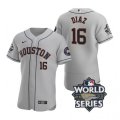Astros #16 Aledmys Diaz Gray Nike 2022 World Series Flexbase Jersey