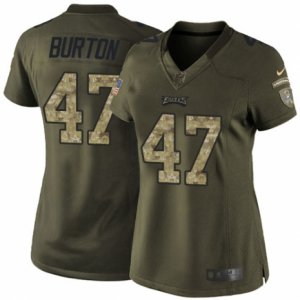 Women\'s Nike Philadelphia Eagles #47 Trey Burton Limited Green Salute to Service NFL Jersey