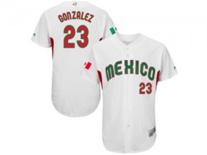 Mens Mexico Baseball #23 Adrian Gonzalez Majestic White 2017 World Baseball Classic Authentic Jersey