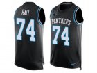 Mens Nike Carolina Panthers #74 Daeshon Hall Elite Black Player Name & Number Tank Top NFL Jersey