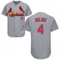 2016 Men St. Louis Cardinals #4 Yadier Molina Majestic Gray Flexbase Authentic Collection player Jersey