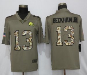 Nike Browns #13 Odell Beckham Jr Olive Camo Salute to Service Limited Jersey