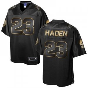 Nike Cleveland Browns #23 Joe Haden Pro Line Black Gold Collection Jersey(Game)