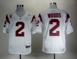 ncaa USC Trojans Robert #2 Woods White Pac-12 Patch College Football Jersey