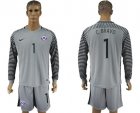 Chile #1 C.Bravo Grey Goalkeeper Long Sleeves Soccer Country Jersey