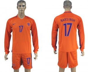 Holland #17 Narsingh Home Long Sleeves Soccer Country Jersey