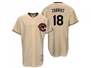 Mitchell And Ness Chicago Cubs #18 Ben Zobrist Cream Throwback Stitched MLB Jersey