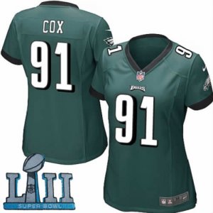 Nike Philadelphia Eagles #91 Fletcher Cox Green Wo 2018 Super Bowl LII Game Jersey