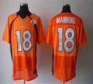 Nike Broncos #18 Peyton Manning Orange With Hall of Fame 50th Patch NFL Elite Jersey