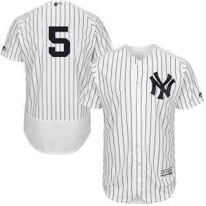 Men\'s Majestic New York Yankees #5 Joe DiMaggio White Navy Flexbase Authentic Collection MLB Jersey