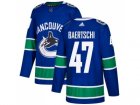 Men Adidas Vancouver Canucks #47 Sven Baertschi Blue Home Authentic Stitched NHL Jersey