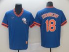 Mets #18 Darryl Strawberry Blue Throwback Jersey