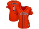 Women Majestic Houston Astros #1 Carlos Correa Replica Orange Alternate 2017 World Series Bound Cool Base MLB Jersey