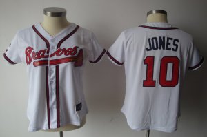 MLB Women Jerseys Atlanta Braves #10 jones white