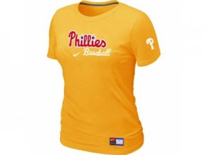 women Philadelphia Phillies Nike Yellow Short Sleeve Practice T-Shirt