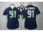2015 Super Bowl XLIX Nike Women Seattle Seahawks #91 Chris Clemons Blue Jerseys