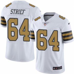 Mens Nike New Orleans Saints #64 Zach Strief Limited White Rush NFL Jersey