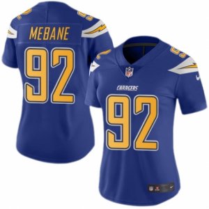Women\'s Nike San Diego Chargers #92 Brandon Mebane Limited Electric Blue Rush NFL Jersey