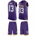 Mens Nike Minnesota Vikings #13 Shaun Hill Limited Purple Tank Top Suit NFL Jersey