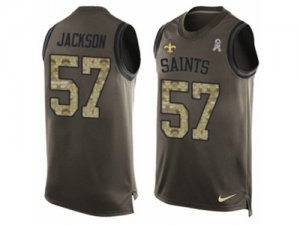 Mens Nike New Orleans Saints #57 Rickey Jackson Limited Green Salute to Service Tank Top NFL Jersey