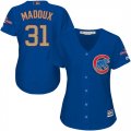 Chicago Cubs #31 Greg Maddux Blue Women World Series Champions Gold Program Cool Base Jersey