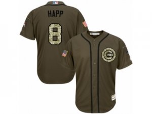 Youth Majestic Chicago Cubs #8 Ian Happ Replica Green Salute to Service MLB Jersey