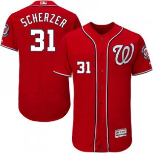 2016 Men Washington Nationals #31 Max Scherzer Majestic Red Flexbase Authentic Collection Player Jersey