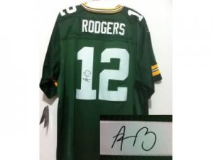 Nike Green Bay Packers #12 Aaron Rodgers Green Jerseys(Signed Elite)