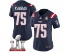 Womens Nike New England Patriots #75 Ted Karras Limited Navy Blue Rush Super Bowl LI 51 NFL Jersey