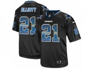 Mens Nike Dallas Cowboys #21 Ezekiel Elliott Elite Lights Out Black Strobe NFL Jersey