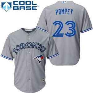 Mens Majestic Toronto Blue Jays #23 Dalton Pompey Replica Grey Road MLB Jersey