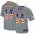 Mens Nike Minnesota Vikings #14 Stefon Diggs Elite Grey USA Flag Fashion NFL Jersey