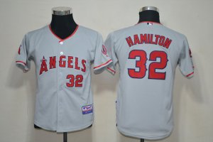 youth mlb jerseys los angeles angels #32 hamilton grey