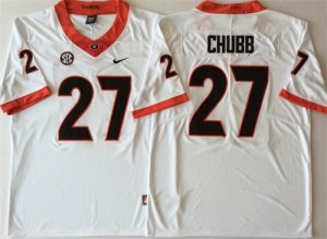 Georgia Bulldogs 27 Nick Chubb White College Football Jersey