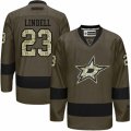 Mens Reebok Dallas Stars #23 Esa Lindell Authentic Green Salute to Service NHL Jersey