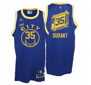 Golden State Warriors #35 Kevin Durant Blue Throwback The City Stitched NBA Jersey