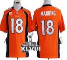 Nike Denver Broncos #18 Peyton Manning Orange Team Color With C Patch Super Bowl XLVIII NFL Game Jersey