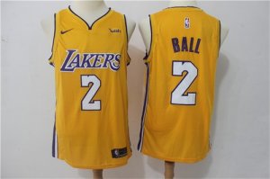 Lakers #2 Lonzo Ball Yellow Nike Swingman Jersey