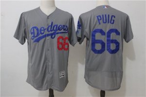 Dodgers #66 Yasiel Puig Gray Flexbase Jersey